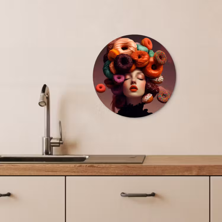 Quadro rotondo - Donna - Ciambelle - Colorate — 4