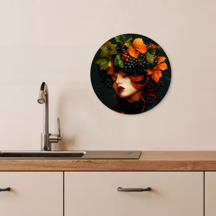 Quadro rotondo - Donna - Rosso - Verde - Uva — 3