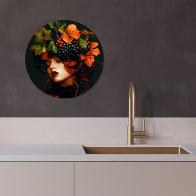 Quadro rotondo - Donna - Rosso - Verde - Uva — 4
