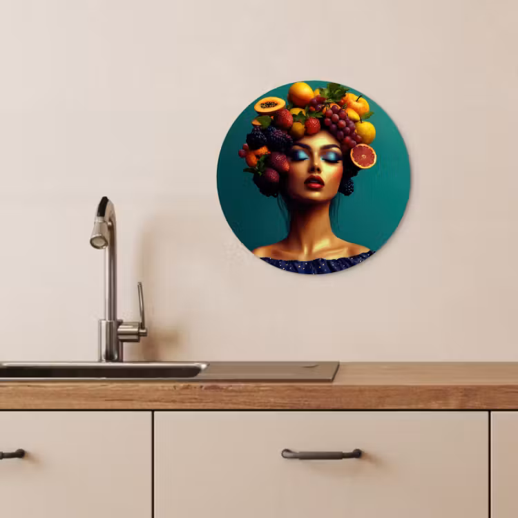 Quadro rotondo - Donna - Top con cappuccio - Tropicale - Frutta - Uva — 4