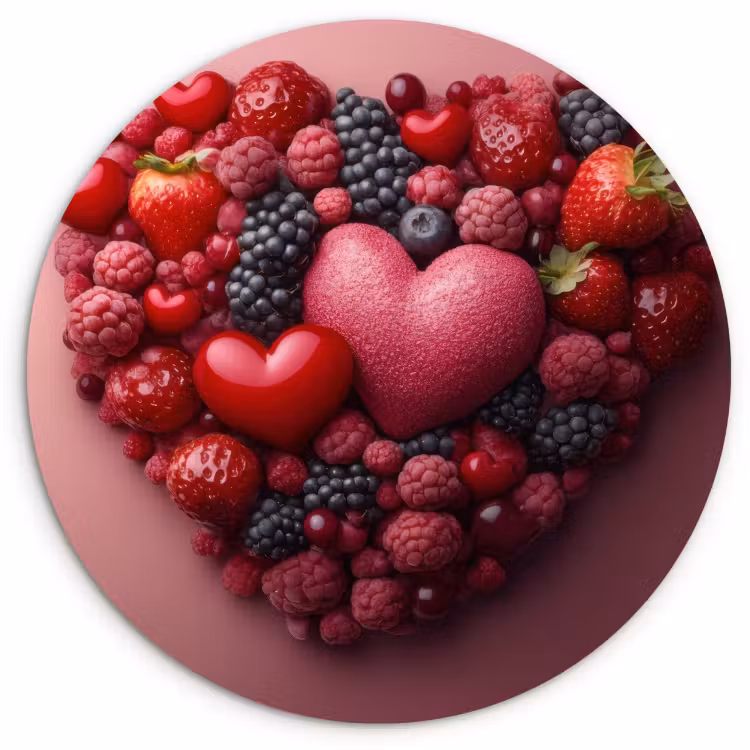 Quadro rotondo - Frutta - Cuori - Fragole - Lamponi - Mirtilli — 1