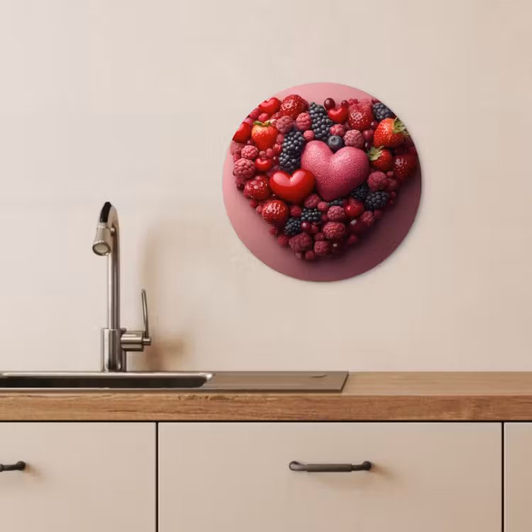 Quadro rotondo - Frutta - Cuori - Fragole - Lamponi - Mirtilli — 2