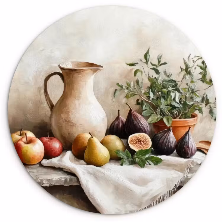 Quadro rotondo - Frutta - Erbe - Rurale — 1