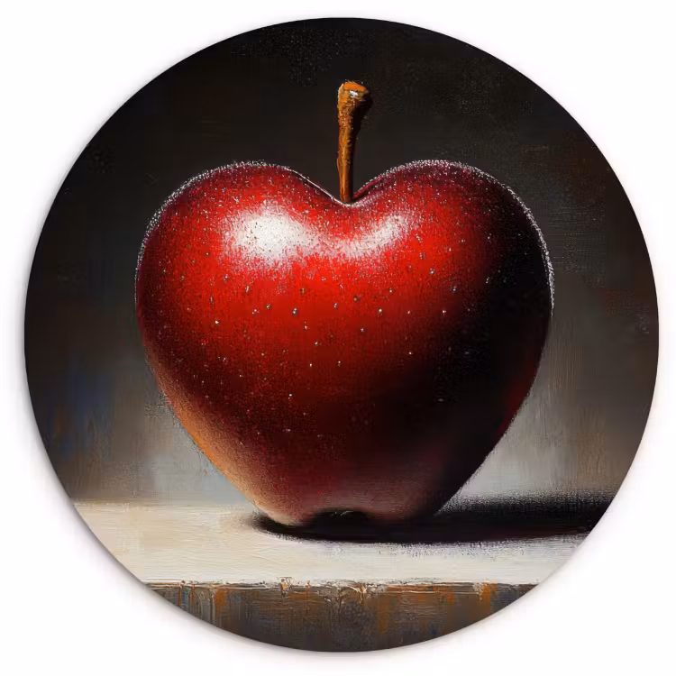 Quadro rotondo - Mela - Cuore - Rosso — 1