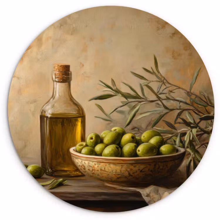 Quadro rotondo - Olive - Natura morta - Vintage — 1