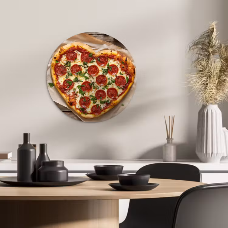Quadro rotondo - Pizza - Cuore - Peperoni - Pomodoro — 1