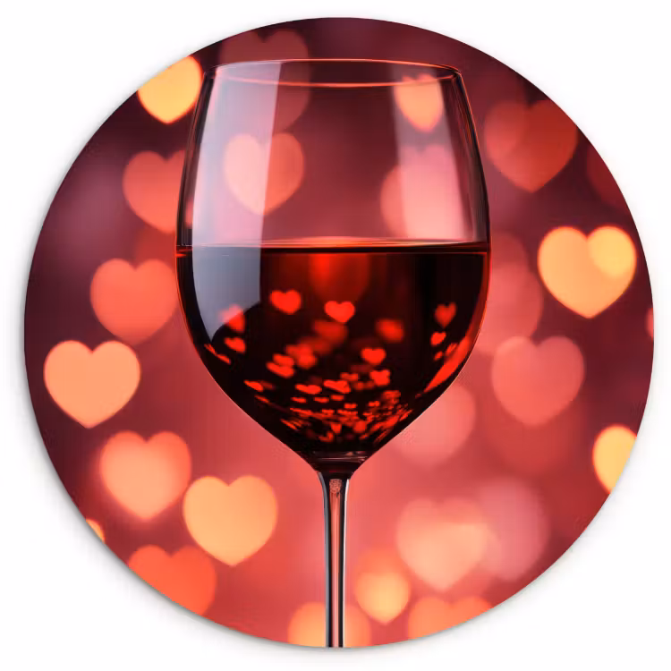 Quadro rotondo - Rosso - Vino - Cuori — 1