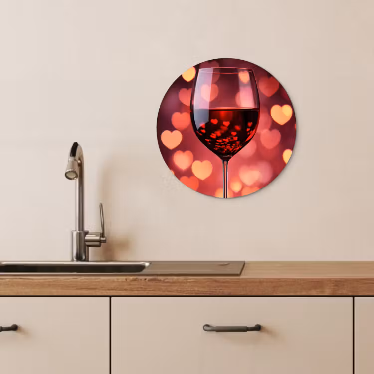 Quadro rotondo - Rosso - Vino - Cuori — 2
