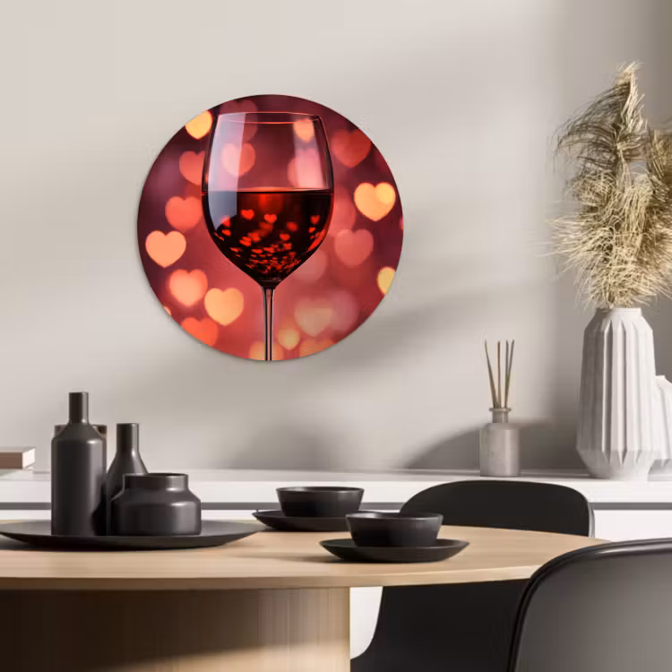 Quadro rotondo - Rosso - Vino - Cuori — 4