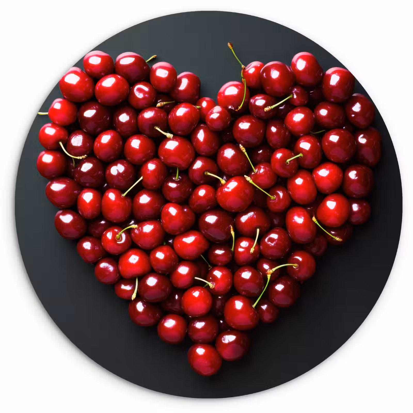 Quadro rotondo - Ciliegia - Cuore - Rosso - Nero — 1
