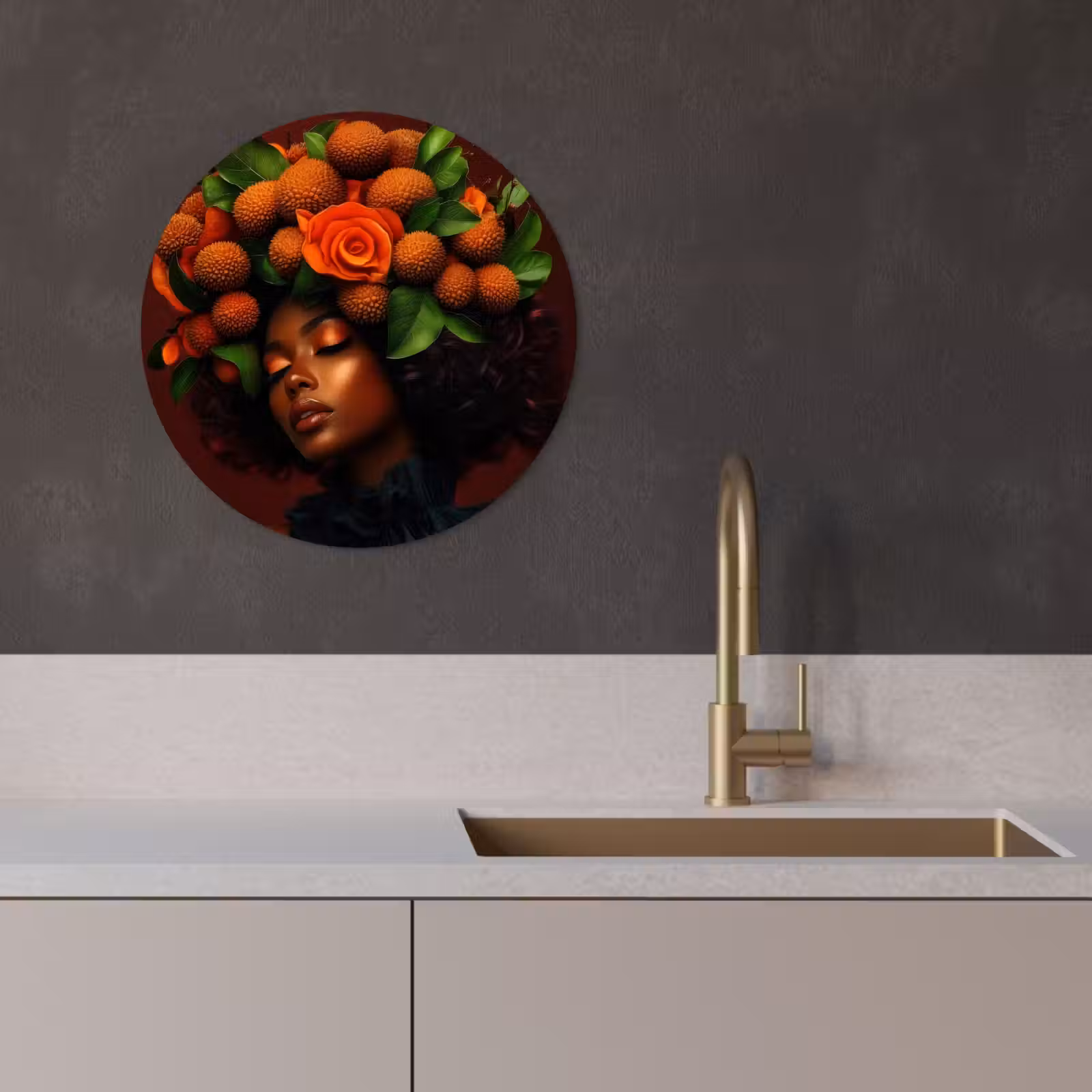 Quadro rotondo - Donna - litchi - esotico — 1