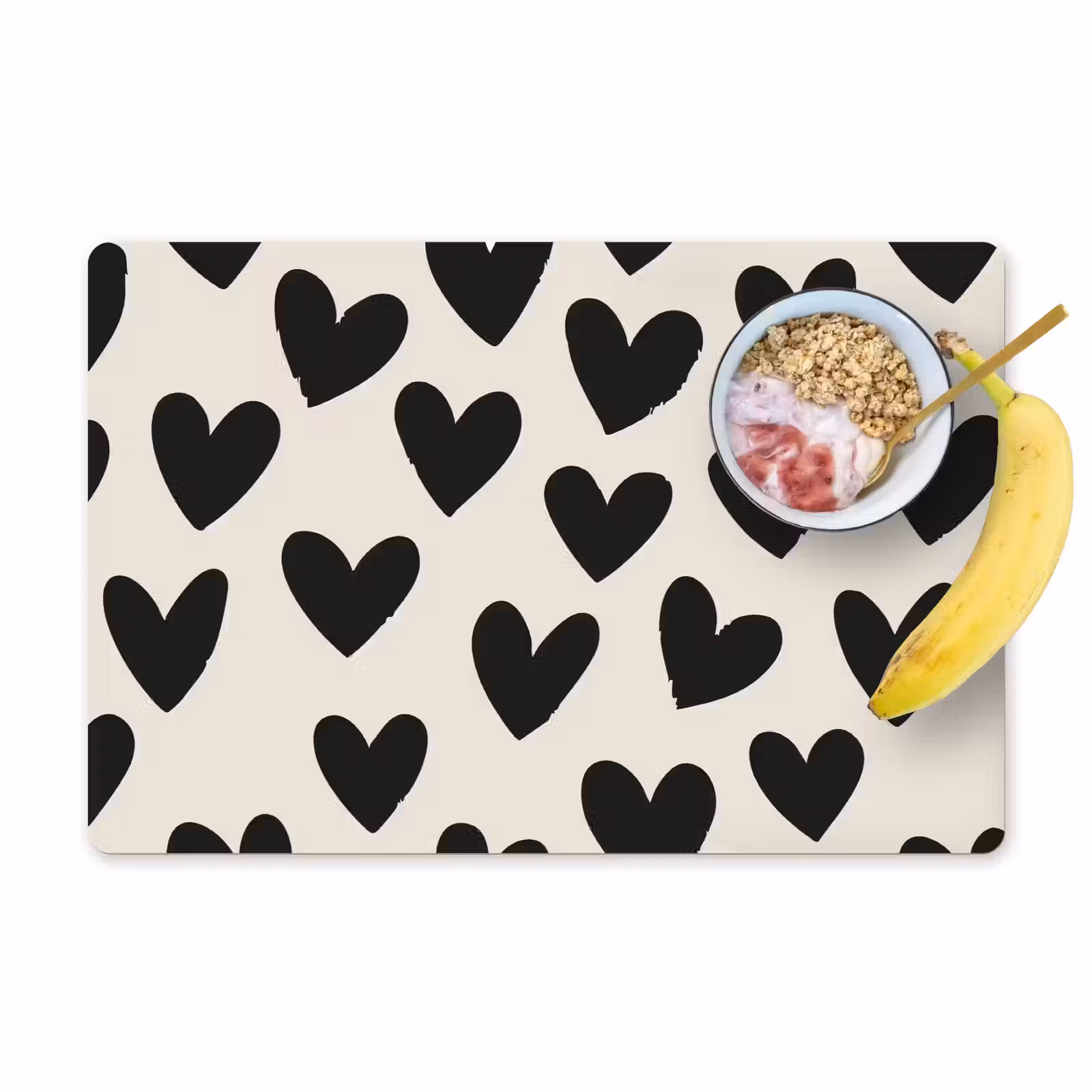 Tovagliette - Cuori - Nero - Beige — 1