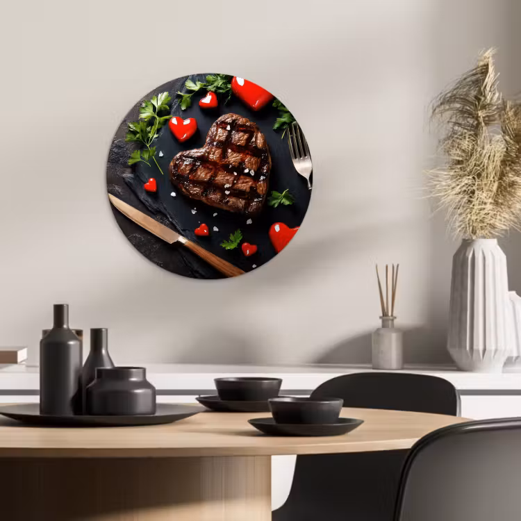 Quadro rotondo - Bistecca - Cuore - Posate — 3