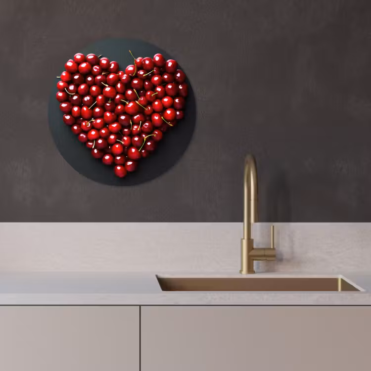 Quadro rotondo - Ciliegia - Cuore - Rosso - Nero — 4