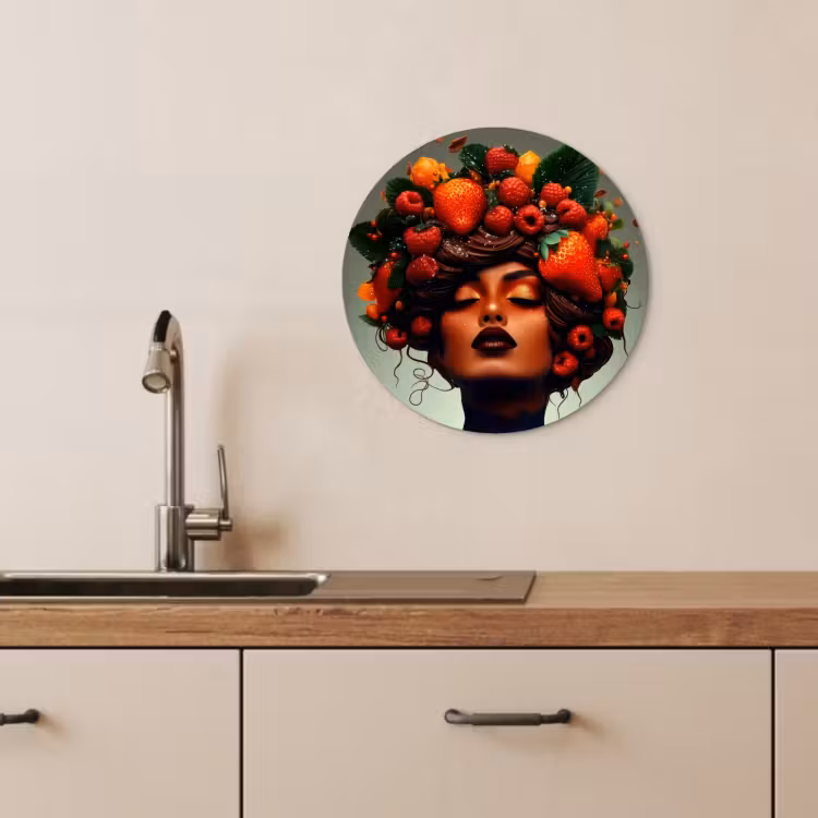 Quadro rotondo - Donna - Cioccolato - Lamponi - Fragole - Biscotti — 4