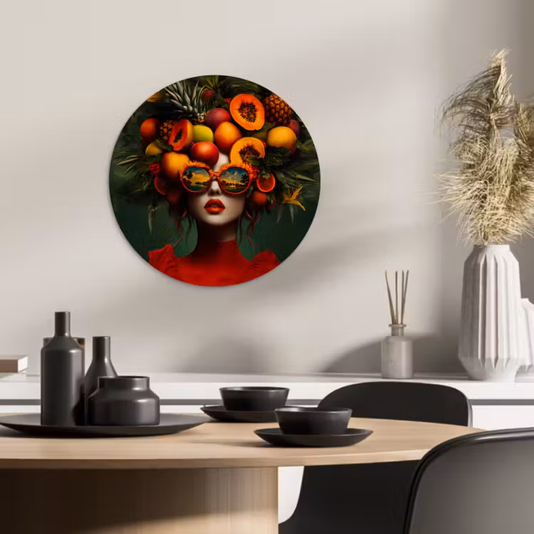 Quadro rotondo - Donna - Frutta - Papaya - Ananas — 2