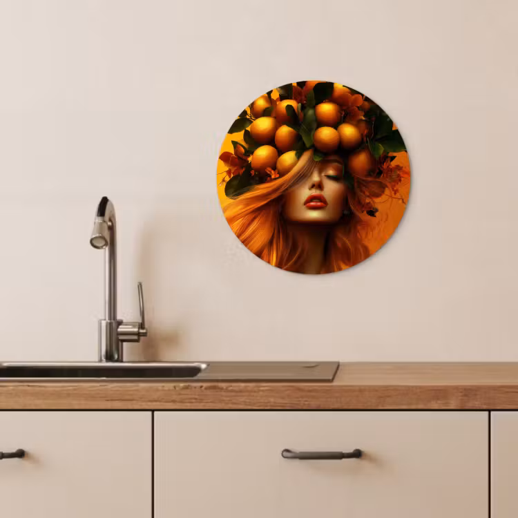 Quadro rotondo - Donna - Limoni - Fiore - Giallo — 4