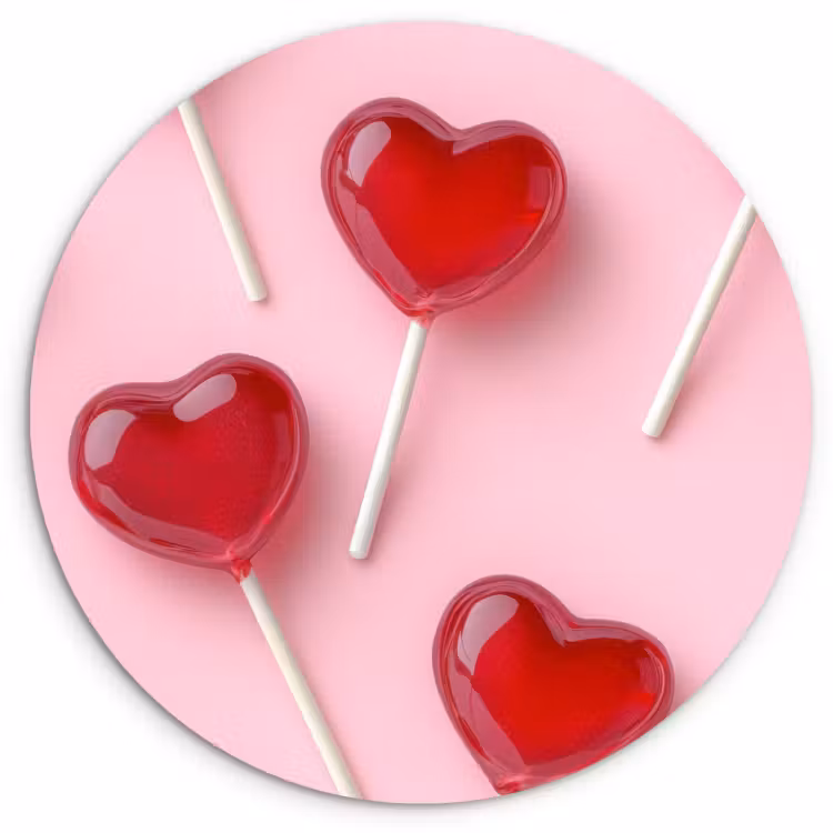 Quadro rotondo - Lecca-lecca - Cuori - Rosa — 2