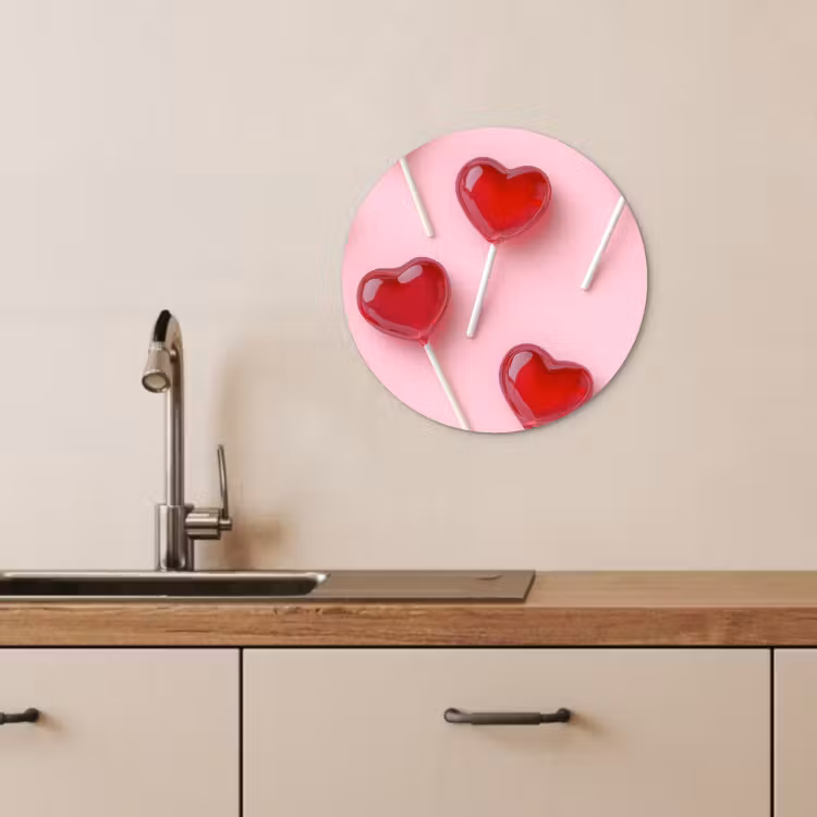 Quadro rotondo - Lecca-lecca - Cuori - Rosa — 4