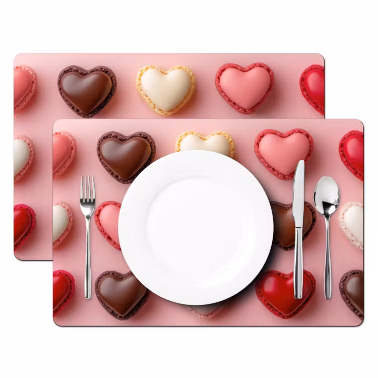 Tovaglietta in vinile - Amaretti - Cuori - Colorati - Rosa — 2