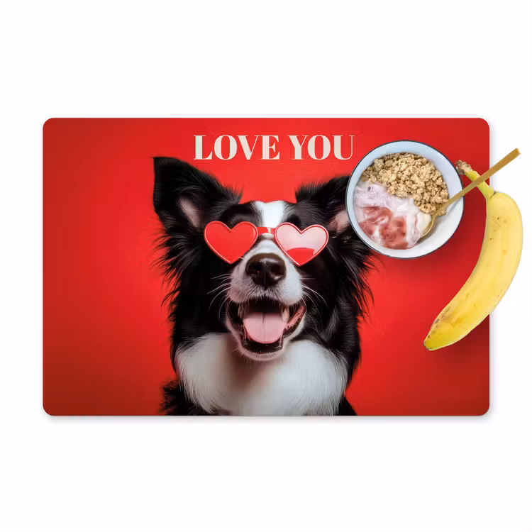 Tovagliette - Cane - Occhiali a cuore - Loveyou - Rosso — 1