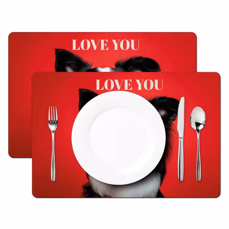 Tovagliette - Cane - Occhiali a cuore - Loveyou - Rosso — 2