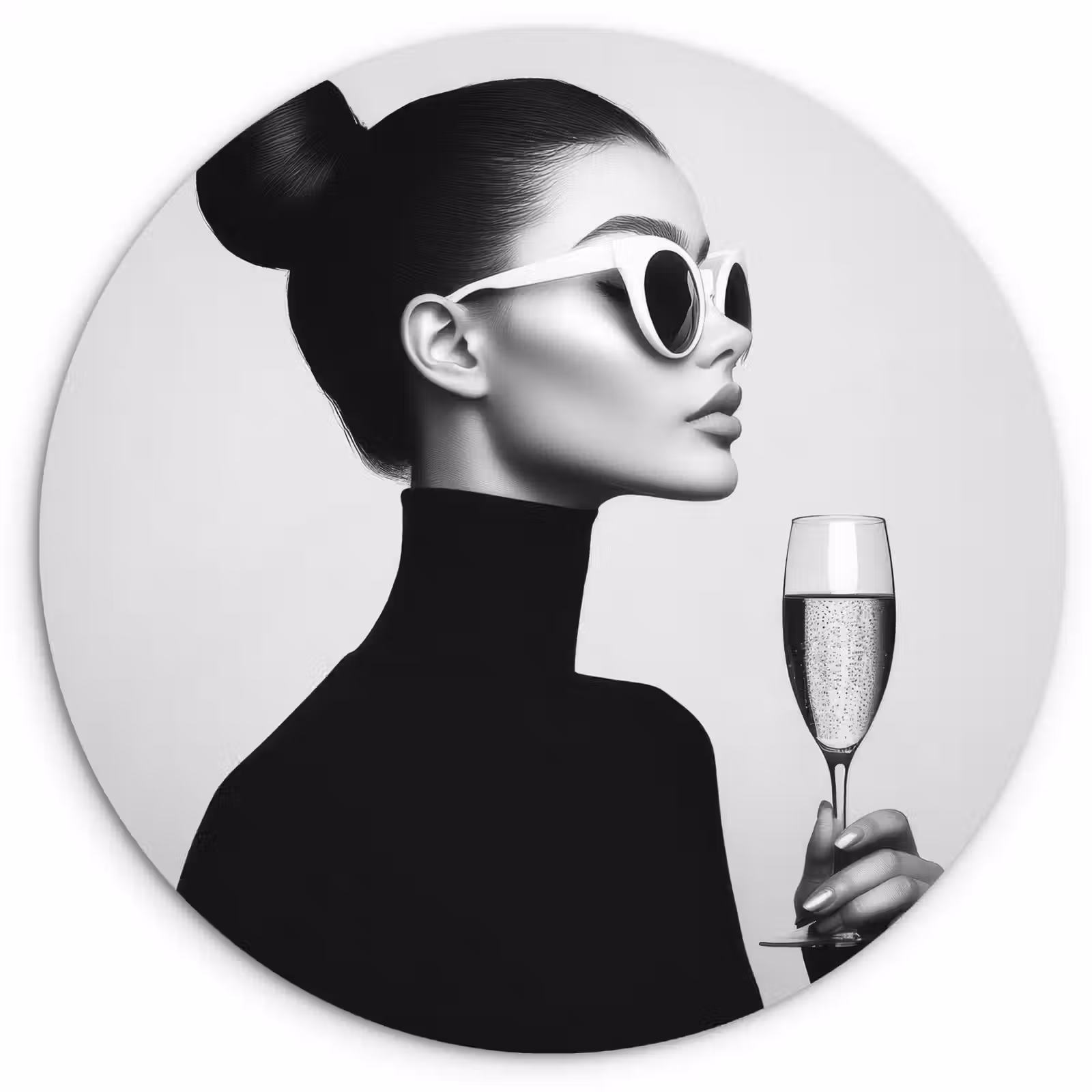Quadro rotondo - Donna - Champagne - Moderno — 1