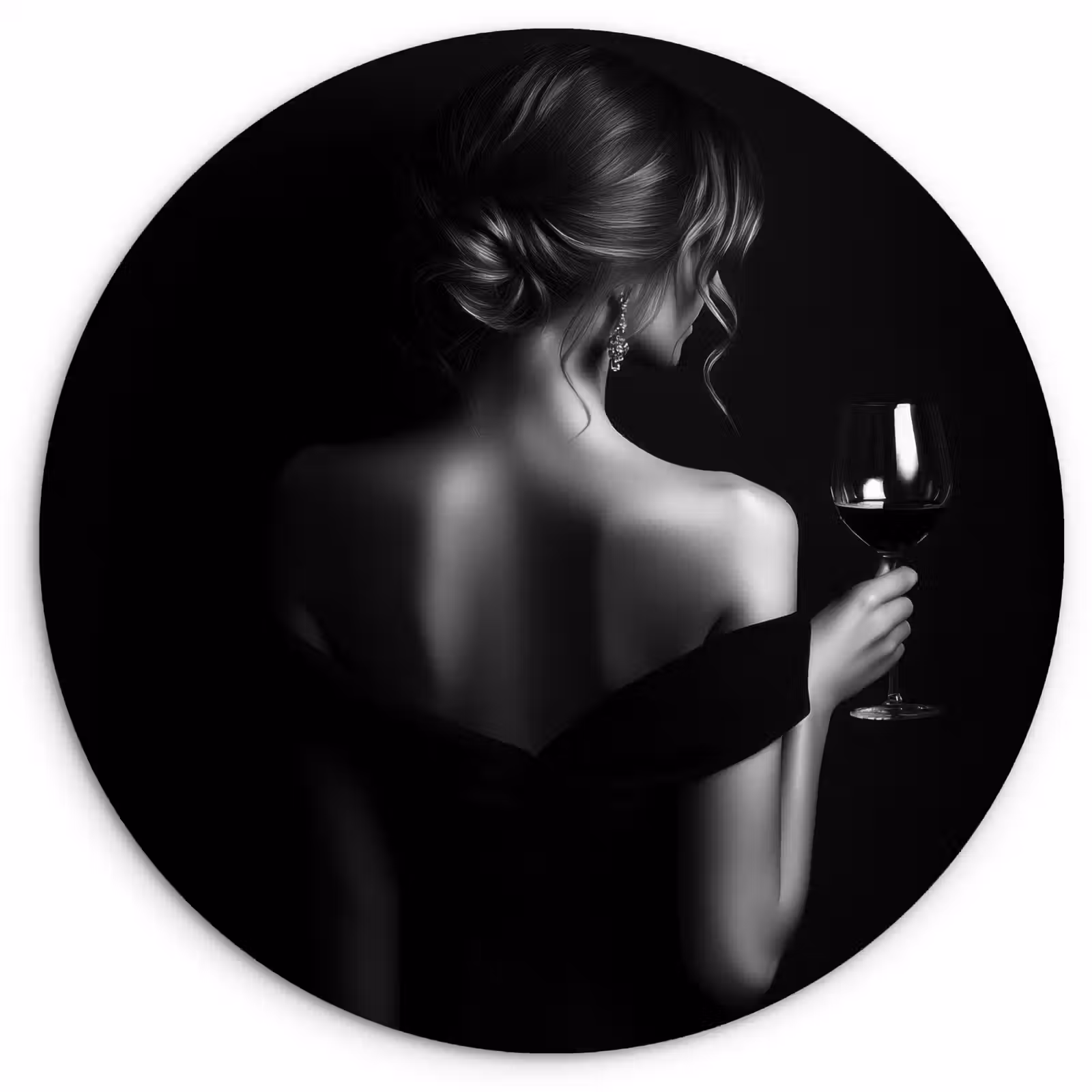 Quadro rotondo - Donna - Vino - Abito — 1