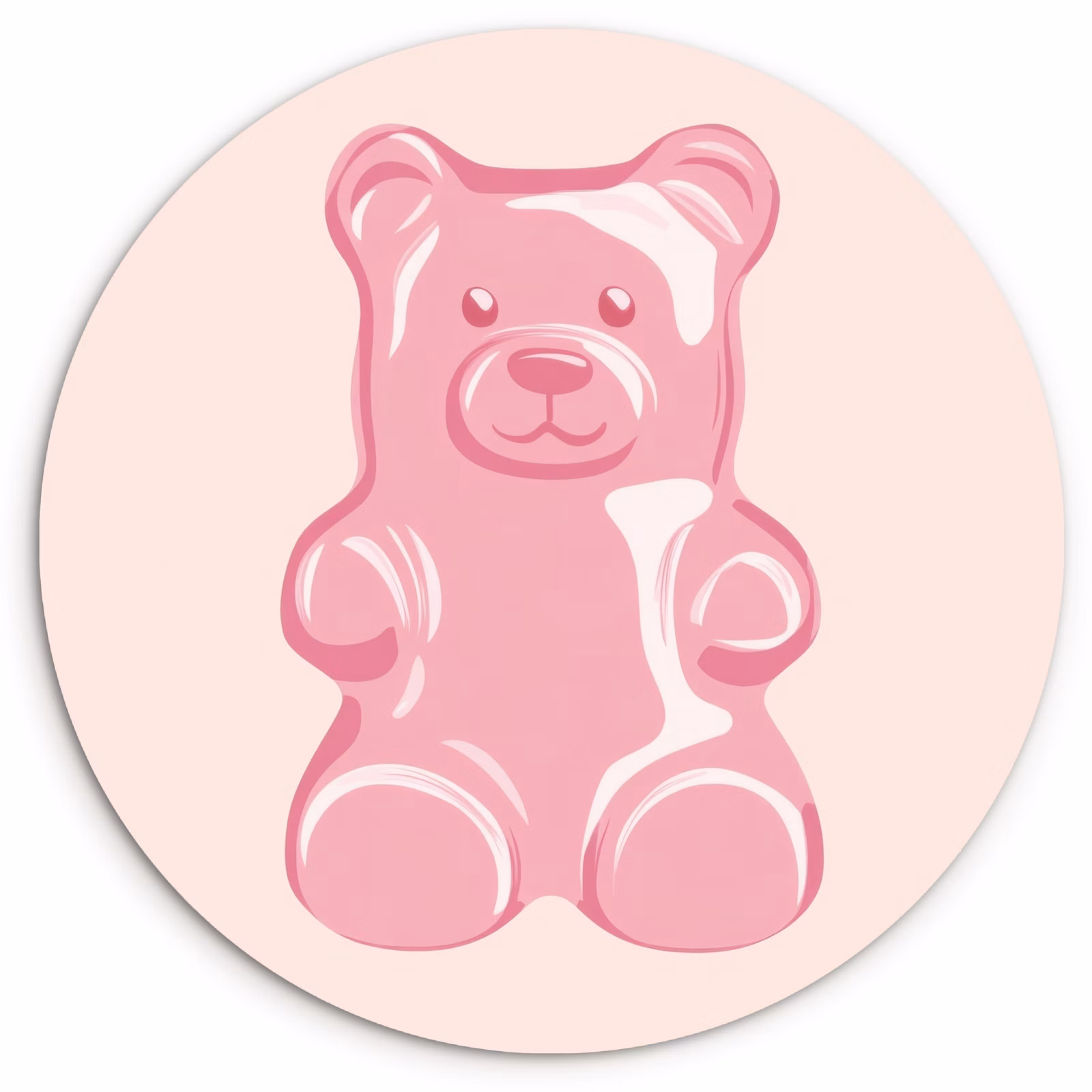 Quadro rotondo - Orso - Rosa - Caramella — 1