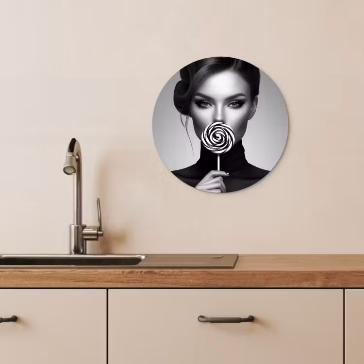 Quadro rotondo - Donna - Lolly - Nero — 1