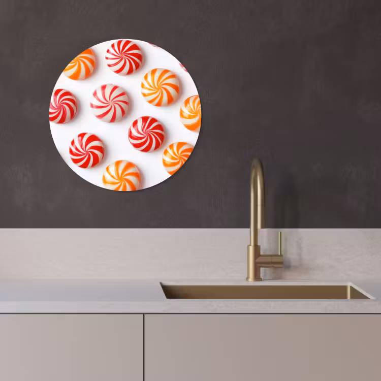 Quadro rotondo - Caramelle - Modello - Rosso - Arancione — 2