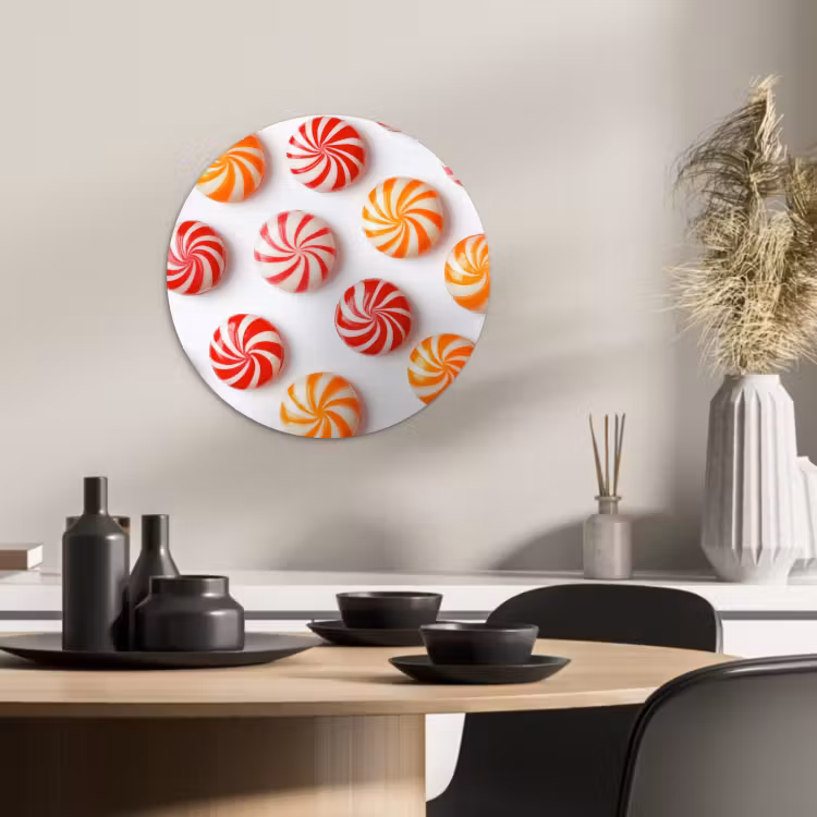 Quadro rotondo - Caramelle - Modello - Rosso - Arancione — 3