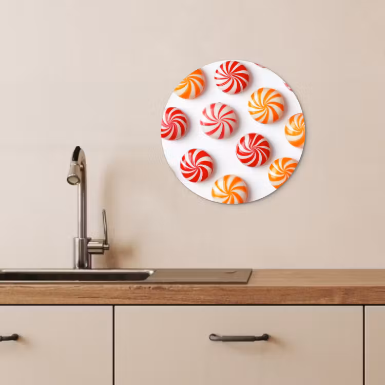 Quadro rotondo - Caramelle - Modello - Rosso - Arancione — 4