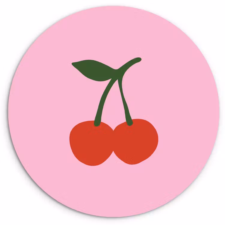 Quadro rotondo - Ciliegie - Rosa - Illustrazione — 1