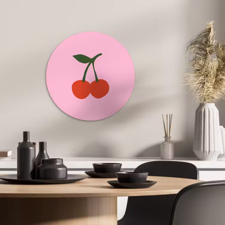Quadro rotondo - Ciliegie - Rosa - Illustrazione — 2