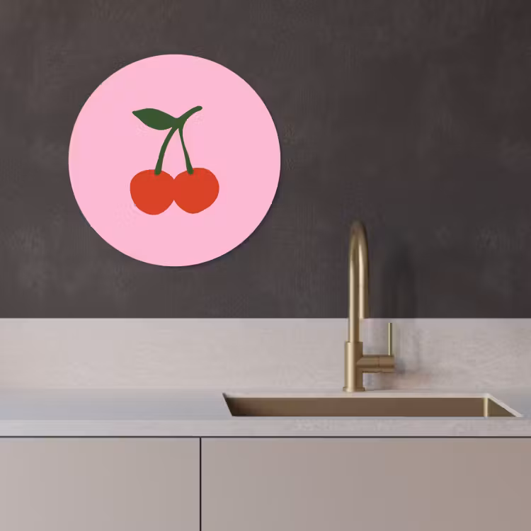 Quadro rotondo - Ciliegie - Rosa - Illustrazione — 3