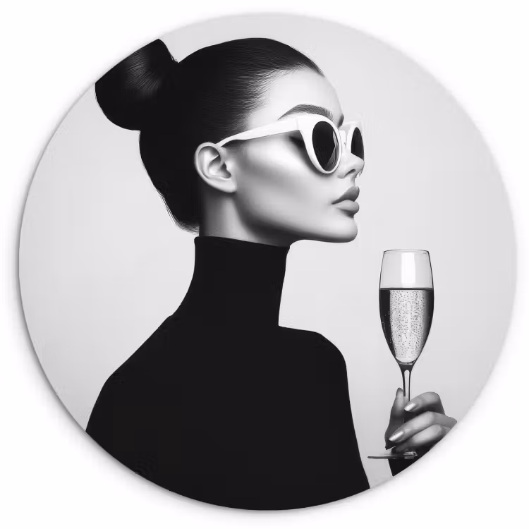 Quadro rotondo - Donna - Champagne - Moderno — 1
