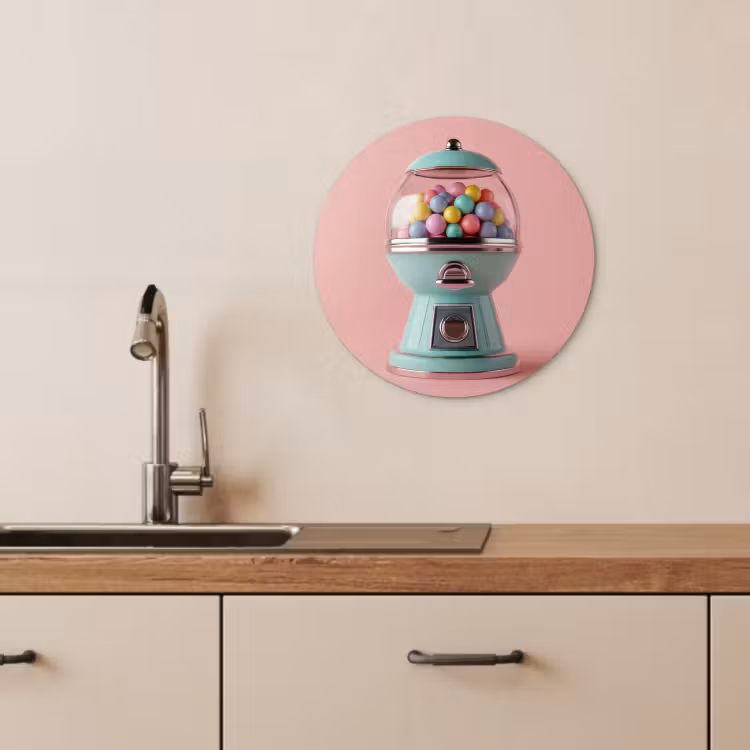 Quadro rotondo - Gomma da masticare - Retrò - Caramella - Rosa — 4