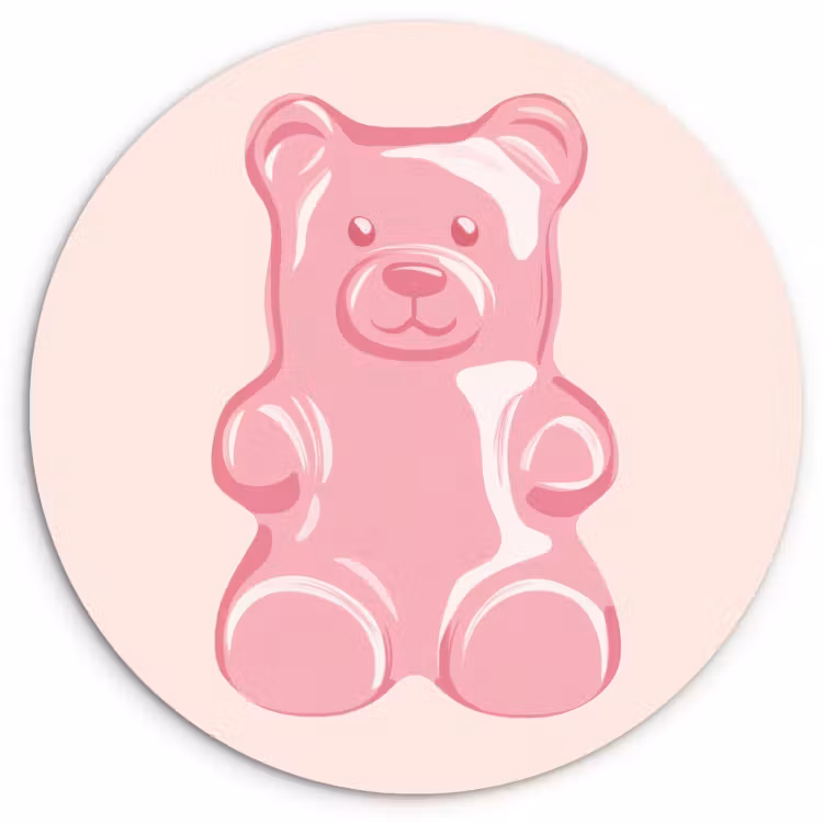 Quadro rotondo - Orso - Rosa - Caramella — 1