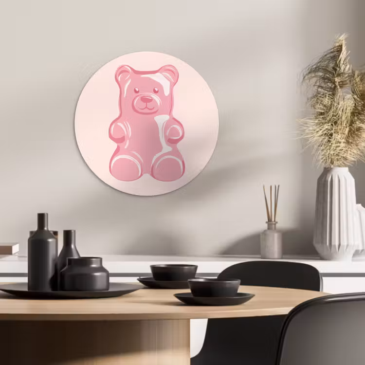 Quadro rotondo - Orso - Rosa - Caramella — 3