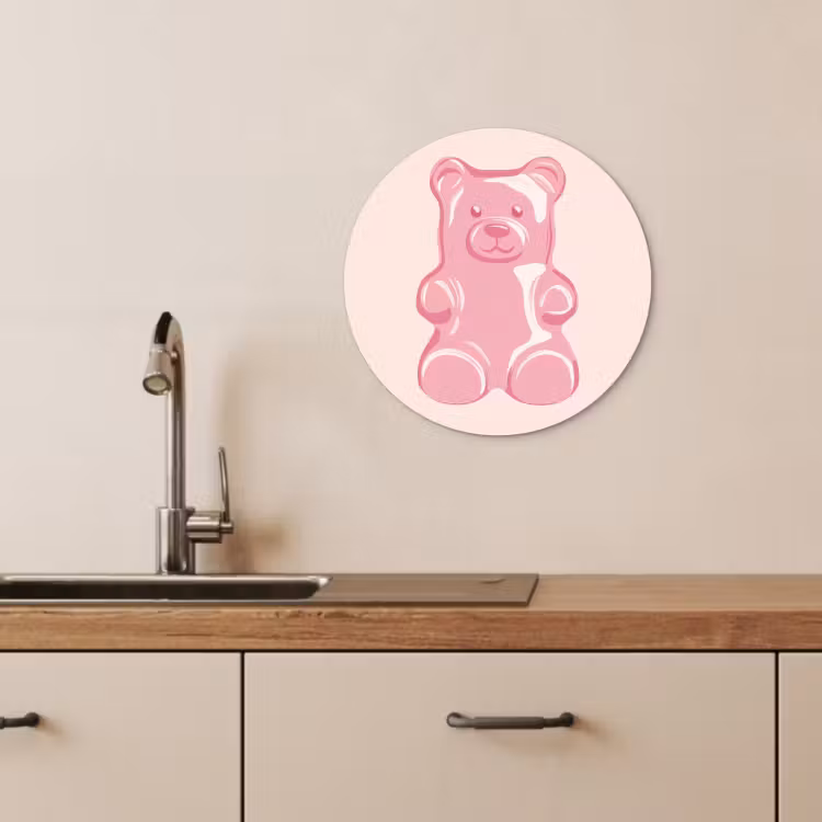 Quadro rotondo - Orso - Rosa - Caramella — 4