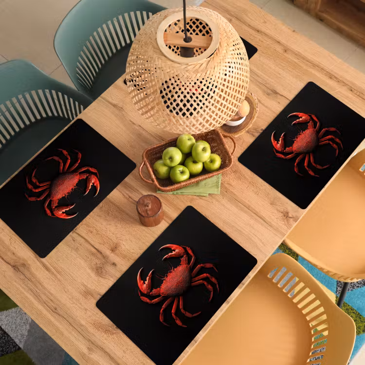 Tovaglietta in vinile - Granchio - Rosso - Pesce - Crostacei — 3