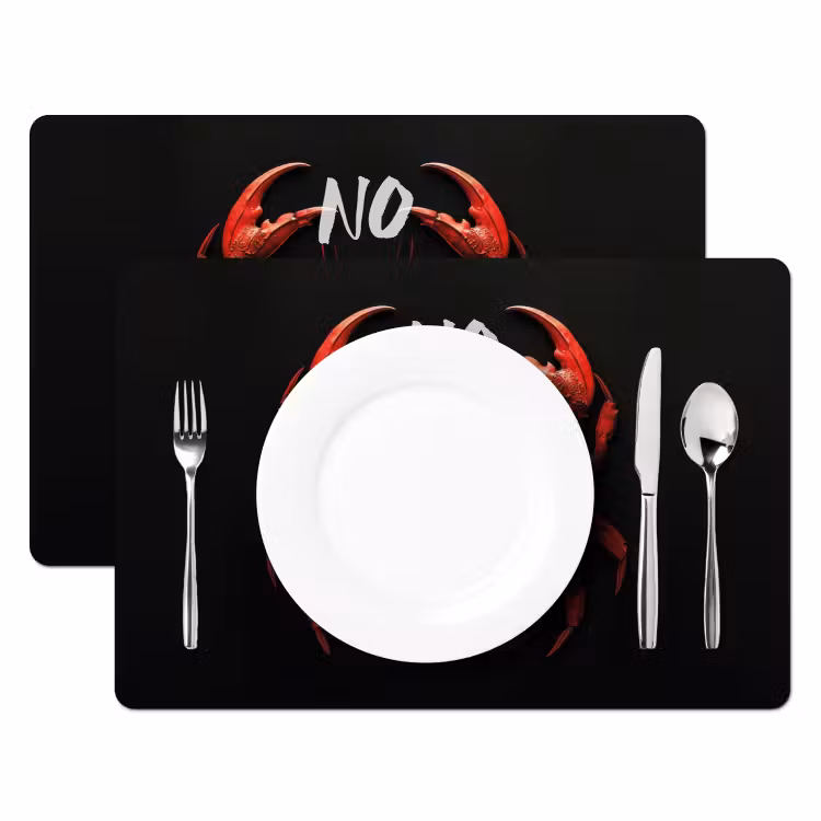 Tovaglietta in vinile - Granchio - Rosso - Testo - Nero — 2