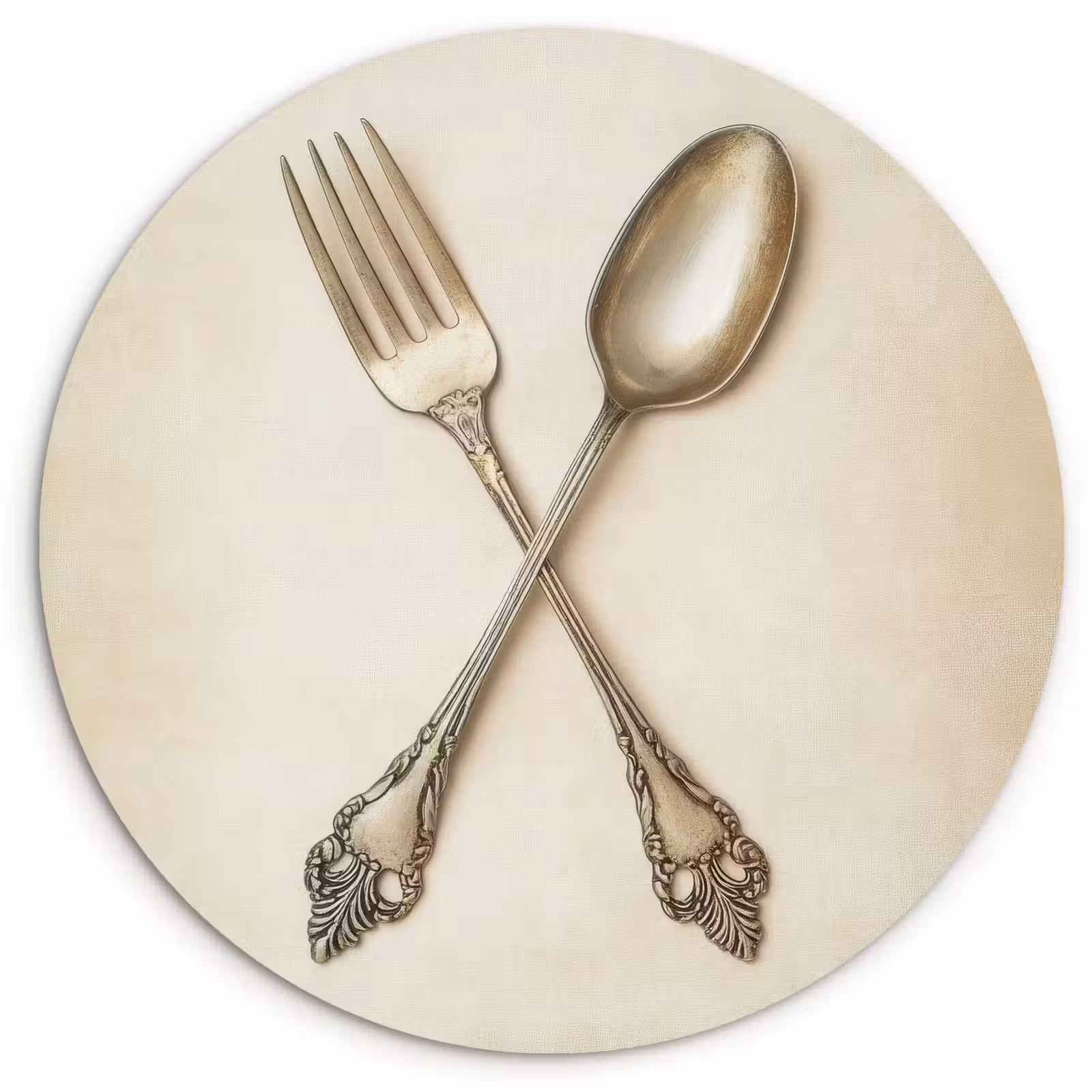 Quadro rotondo - Beige - Vintage - Posate — 1