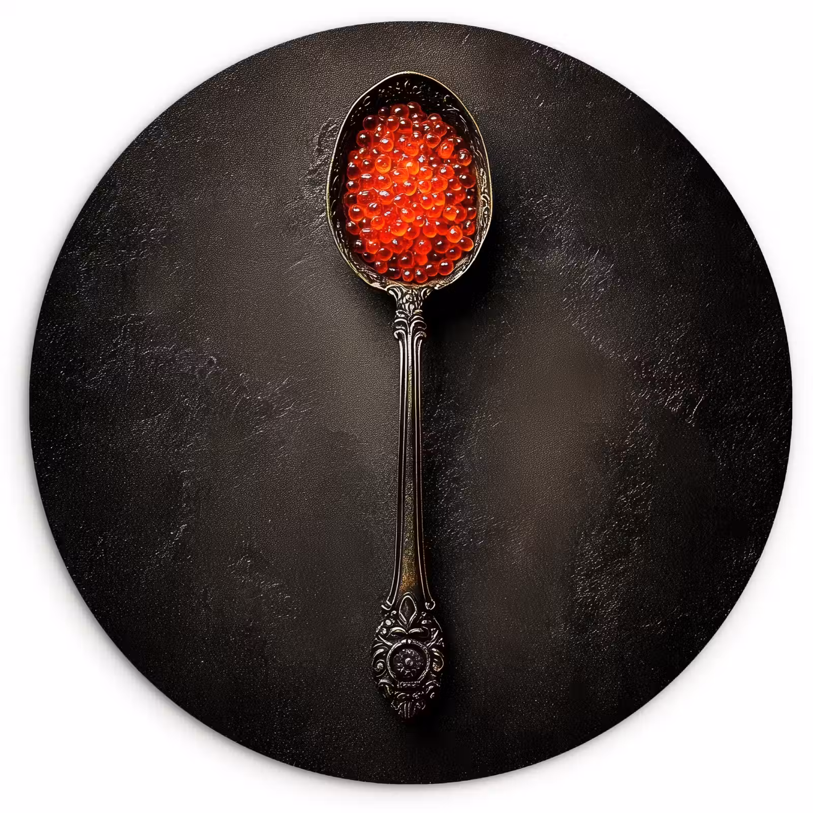 Quadro rotondo - Nero - Cucchiaio - Caviale — 1