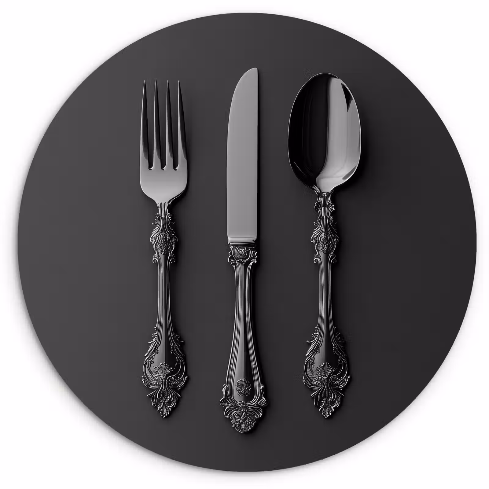 Quadro rotondo - Posate - Nero — 1