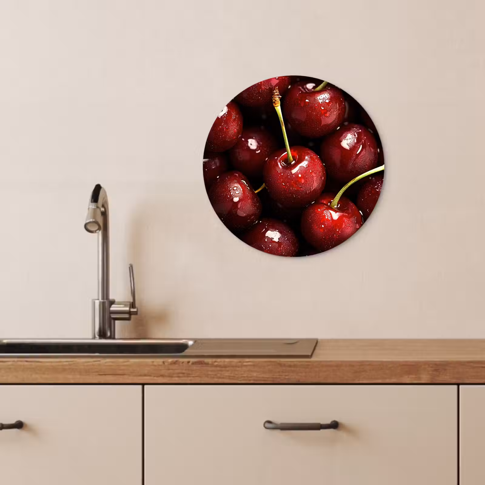 Quadro rotondo - Rosso - Frutta - Ciliegia — 1