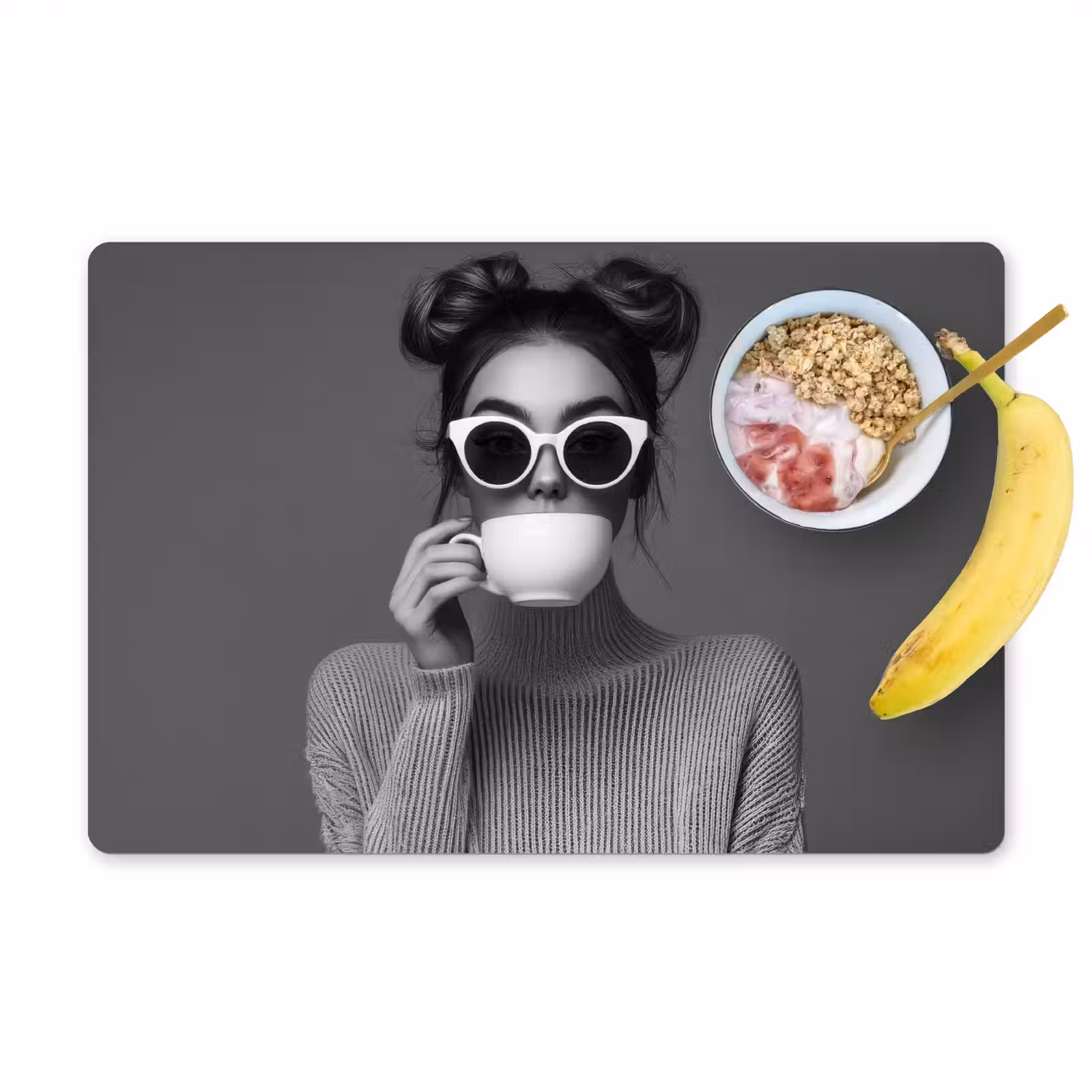 Tovaglietta in vinile - Donna - Caffè - Nero - Bianco — 1