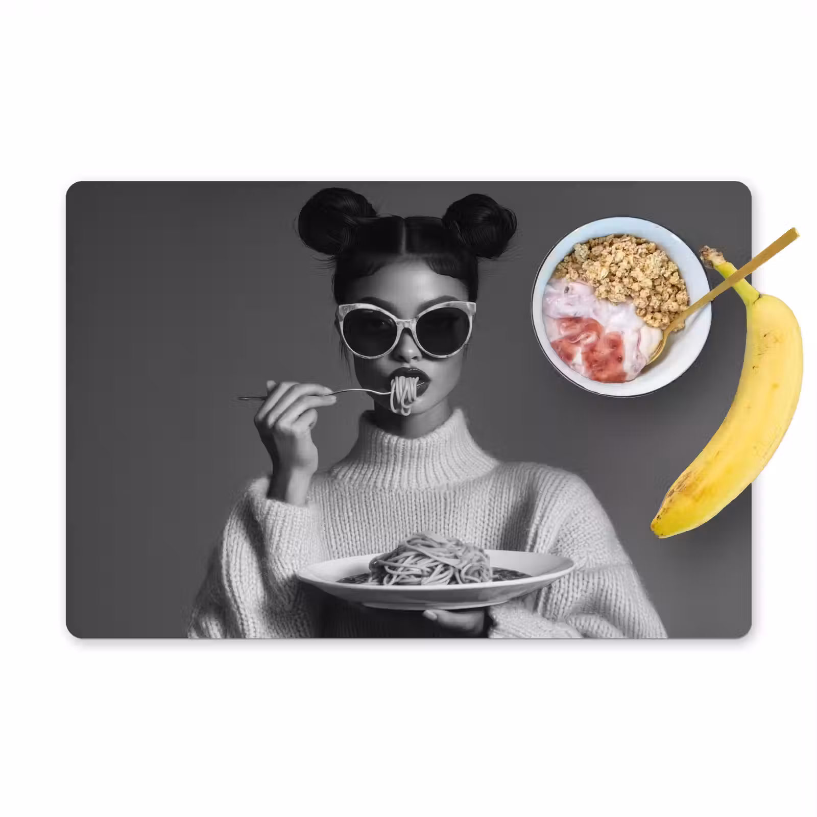 Tovaglietta in vinile - Donna - Pasta - Occhiali da sole — 1