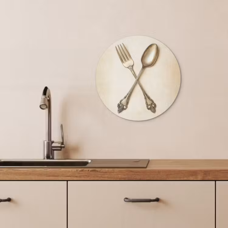 Quadro rotondo - Beige - Vintage - Posate — 3